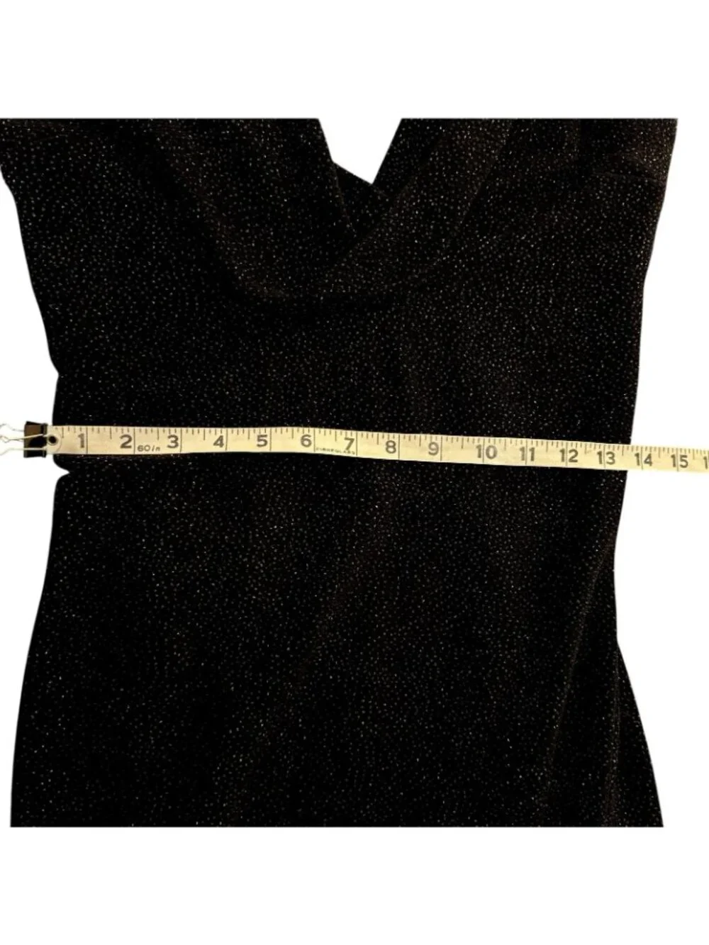 Maxi Halter Dress Women's 10 Black White Sparkly Stretchy Cruella Vintage - Picture 9 of 16